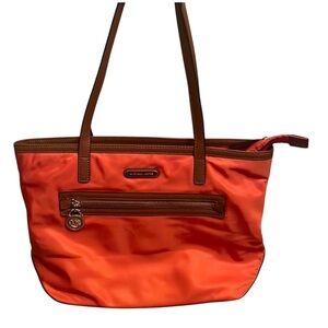Michael Kors Kempton Burnt Orange Nylon North South Tote Handbag
